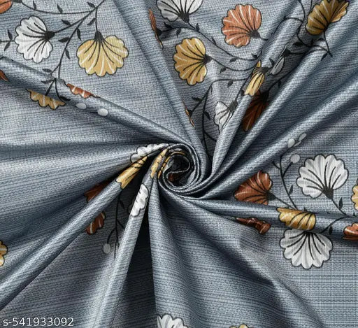 LE VENTURE PRESENTS Elegant Printed Leaves Light Filtering Window Eyelet Curtain Panel Parda for Drawing Room, Living Room/Bedroom, 7feet,5feet(Pack of 1) Grey