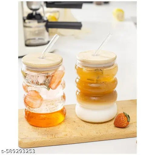 FG Spiral shape tumblers 500 Ml (Pack of 2) for coffee, milk, milk shakes, smoothies, ice tea and many more