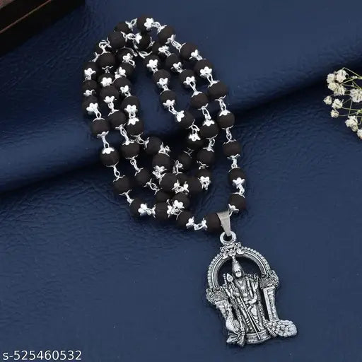 Karungali Mala with Divine Lord Murugan Pendant – Spiritual Protection Chain
