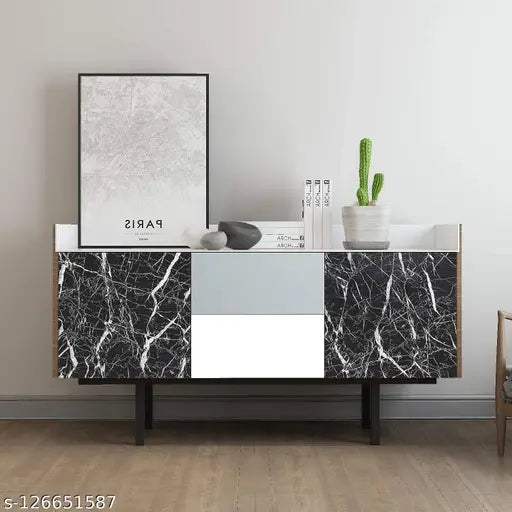 Black High Gloss Self Adhesive PVC Wallpaper Furniture Film