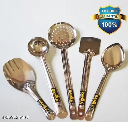 Kitchen Tools For ladles | spatula |Cooking Spoon | Utensils Set| Vessel - Premium Quality Stainless steel Set Of 5 piece