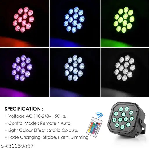 BHUMI 12 Led - DJ Light with Remote Control | UV 6 in1 Color Uplightning Lights | Party Disco Light for Home Party,Birthday Party,Wedding,Disco Show,Diwali 1