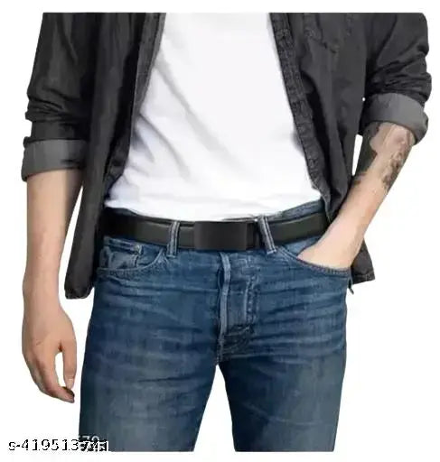 Mens trendy premium combo black wallet  and black belt