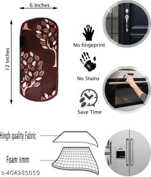 Crosmo 1 Pc Microwave/Oven Top Cover + 1 Pc Fridge/Refrigerator Top Cover + 1 Handle Cover (Color - Brown)
