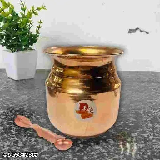 ELITETOUCH Tumba and Achmani for Festival, Puja Lota, Copper Achmani Spoon Handmade Water Drinking Lota for All Puja.