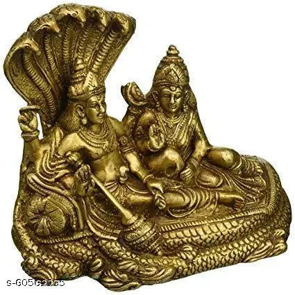 A&S Ventures Metal Shri Laxmi MATA Murti Shri Narayan Brass Idol Vishnu Laxmi Combo Murti Decorative Showpiece.