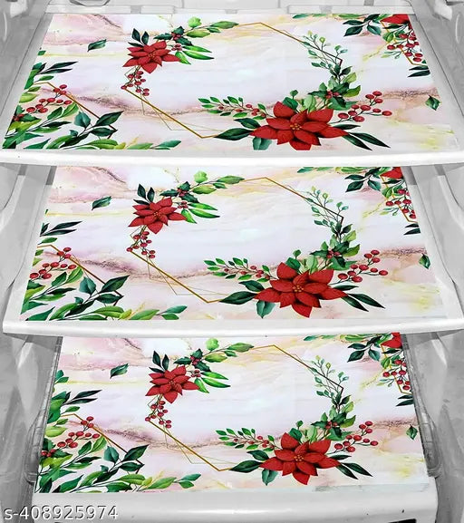 Nicasa HD Preimum Quality Fridge Top Cover with 1 pec of Handlle and 3 pec of Fridge Mat - Set of 5