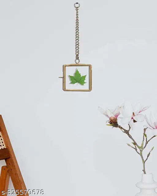 IAC Crafteriaaa Home Decor Glass & Metal Hanging Picture Frame For Wall Decoration, With 2 Sides Glass, (Golden) Decorative Hanging Photo Frame, ,Brass And Glass Photo Frame 2X2 Inches