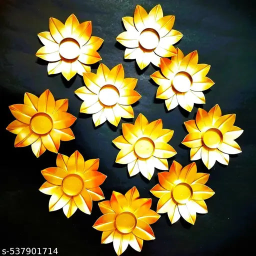 Decorative Metal Tea Light Candle Holder for Home Decor & Diwali Decoration Items 10 piece