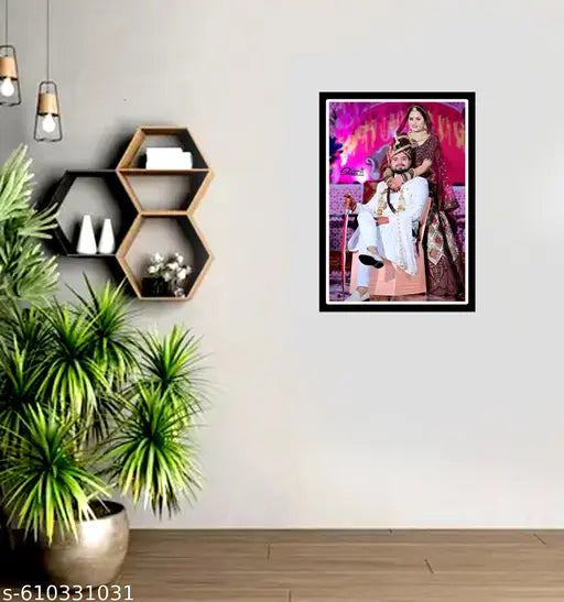 R K Fine Customized Couple , Single , Group Photo Frame / Portrait or Landscape Photo Frame / Get Your Photo Print with Frame Set , Best gift for your loved ones ( 1 Inch Border) (Size 20 inch × 14 inch)