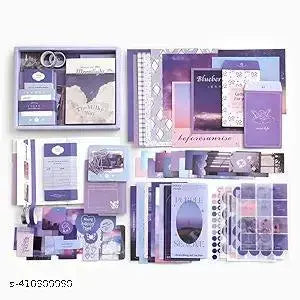 SOHAM Junk Journal & Scrapbook Kit: A6 Notebook, Stickers, DIY Set with Vintage Aesthetic & Creative Decor Journaling Supplies. Ideal Gift for Teens, Girls (Letter from The Moon, Purple)