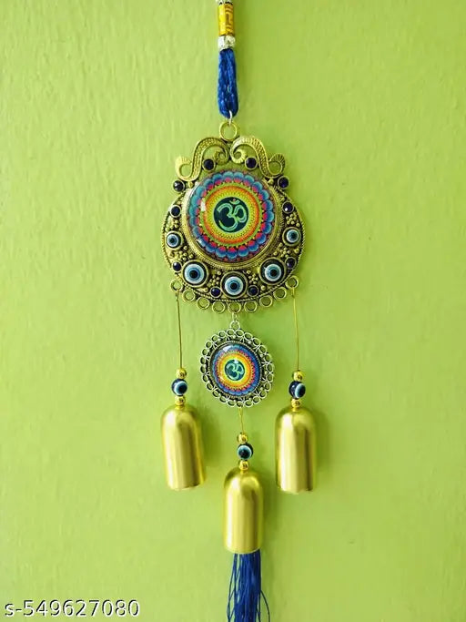 Divya 2 om round evil eye  colourful  wind chaim
