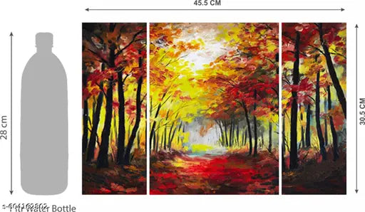 Karni Presents Nature Scenery Set of 3 Wall Painting For Home Decor | Gift Items | Photo Frame- Self Adhesive (12'Inch x 18'Inch)