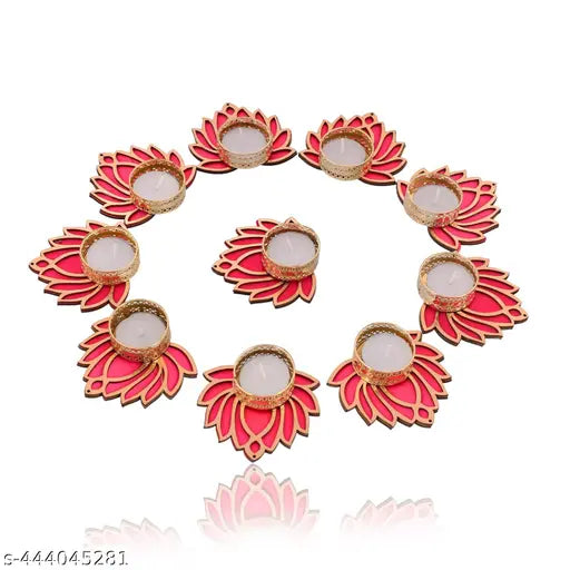 Tealight Candle Holder Stand Set of 10 - Diwali Decoration Items for Home Decor Diyas