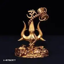DARIDRA BHANJAN Lord Shiva Trishul with Damru for Car Dashboard | Sacred Polyresin Idol | Spiritual Decor