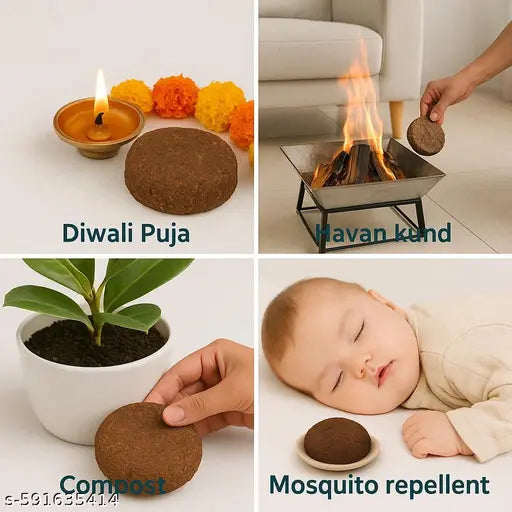 Pack of 30, ,Natural Desi Cow Dung Cake for Havan, Pooja, | Chemical-Free & Eco-Friendly, Dhuna puja , Cow dung Cake , Desi cow dung cake, kanda , Gober ke kenda , Upla dung , Corofitam desi gow , Upela , Gober upela , Goitha , Chipri dung , Gober k upela
