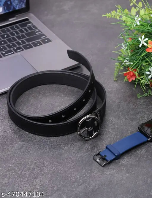 BLACK Ring Faux Leather Belt For Women's & Girls | Formal & Casual Belt For Ladies | Ring Belt For Ladies and womens