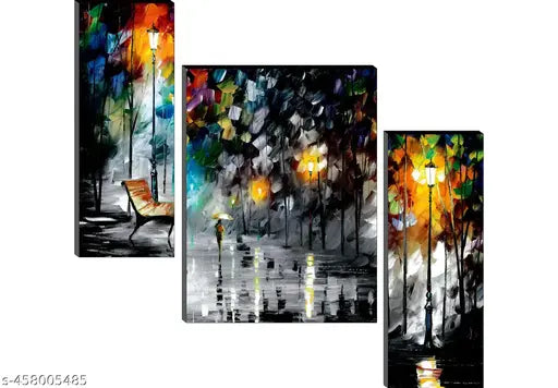 1Artofcreation set of 3 Nature uv textured wall painting for living room , bedroom , home decoration 12 inch x 18 inch