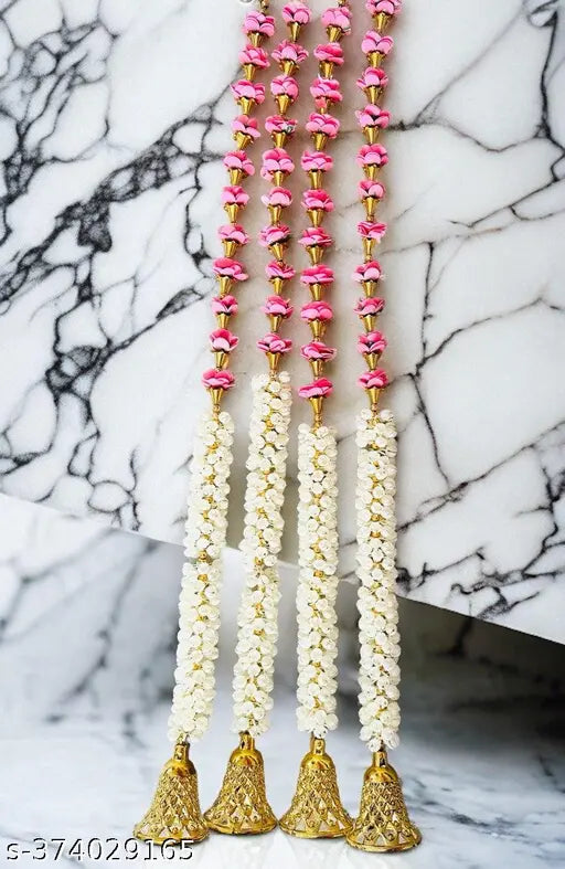 Bs amor  Decorative Mogra Bell Fluffy Artificial Creeper Bail Garland, Size 2.2 Feet Used for Home/Office ,Festival Christsmas Diwali Decoration,Pack of 4, (Pink)