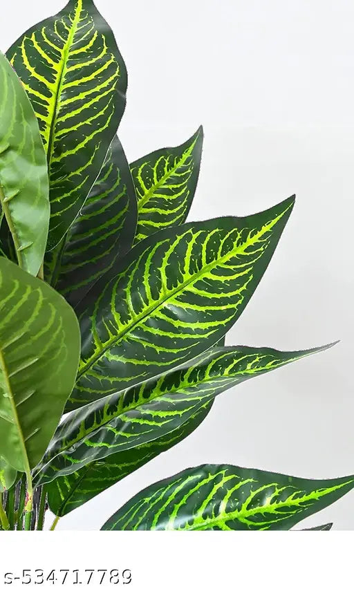 Artificial Croton Plant Ornamental Artificial Plant Pot, Natural Looking Indoor And Outdoor Plant For Interior Décor Home Décor Office Décor - 1 Pcs Without Pot (Green)