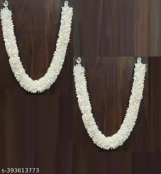 2PC Plain white jasmine flower Astro  Garland/Hara for gods idols 11inch