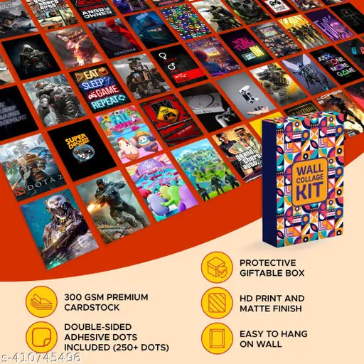 UtopiaDeals - Pack of 54 Gaming Aesthetic Wall Collage Kit Posters - 4 x 6 Inches Posters for Wall Decoration - Wall Art For Bedroom, Office, Living room, Dorm room - Glue Dots Included