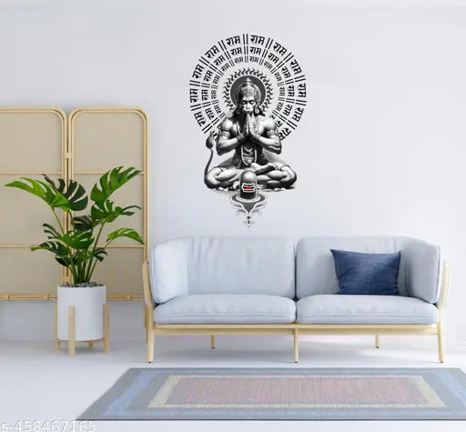 Artistic Decal Lord Hanuman ji  Wall Sticker for Living Room, Bedroom, Kids Room, Big size sticker, 3D sticker