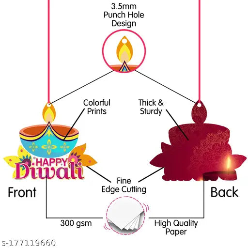 Zyozi Diwali Decorations Kit Happy Diwali Banner Deepavali Hanging Swirls Festival of Lights Party Supplies Indian Themed Party Decorations,