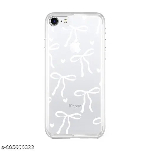 EMBLE Silicone Phone Case for Apple iPhone SE 2020 with Beautiful Charms – Protective, Stylish Cover, Shockproof, Slim Fit, Lightweight, Durable, Cute Accessory || WHITE BOW