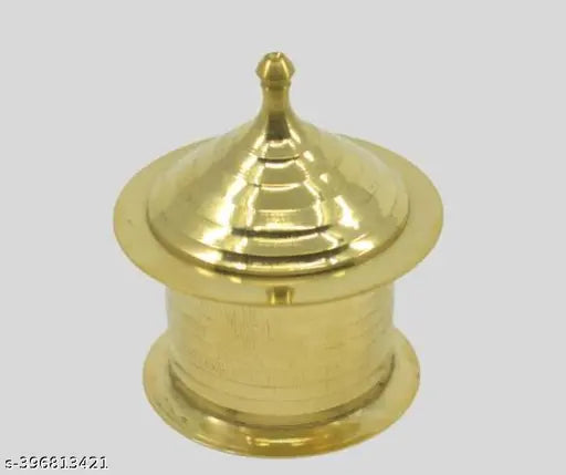 Shivoo Fashion Brass Handmade Kumkum Sindoor Box Puja Roli Chandan Haldi Kumkum Puja Box Sindoor Turmeric Dabbi Dibbi Dhani Dani Lid Holder,1 pc