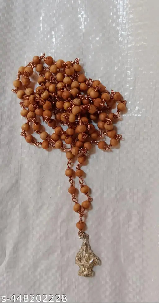 DD Pure Chandana Maalai (sandalwood) for Ayyappan/Murugan Devotees | Santhana Mala with Copper Chain_ 6mm .( 108 beads)