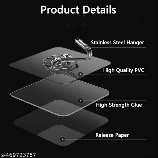 Stysol Strong capacity self adhesive wall hooks 10 pac