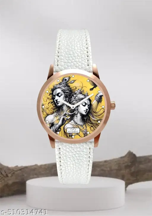 Premium Atomic Ethnic Floral Series (3) Watch For Men & Women | With Best Quality White Strap