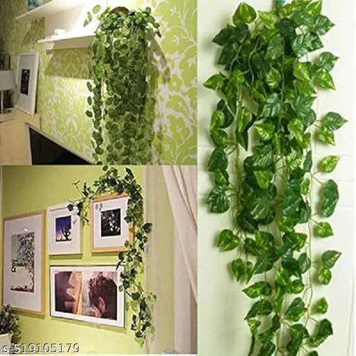 (Set of 4 String) Moneyplant :- (8 Feet) Artificial Garlands Plant Home Decor Main Door Wall, Balcony