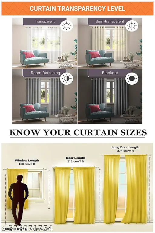 KANUSHI Industries® 1 Pieces Washable Polyster Eyelet Window Curtain Set (CUR-DIG-B-5FEET-1PCS)…