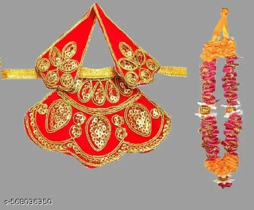Lepax Navaratri special dress for MATA Rani Poshak, Maa Lakshmi, Durga Maa Saraswati, Radha Rani Poshak Having Beautiful Lehenga Chunni & Choli. Mata Rani dress And Mala No.1 (Pack of 1)