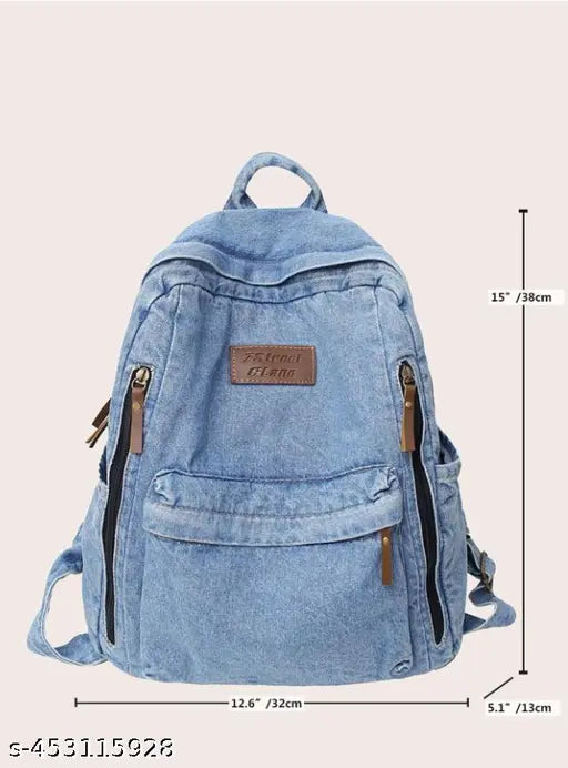 ZAIINTO Denim Backpacks for women Stylish Outdoor Travel Commute Daypack Large Capacity Schoolbag College Students Junior High School Students Bookbag