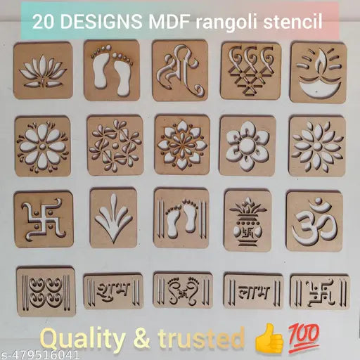 Mdf rangoli stencil chapa 20 design mix size home decor temple rangoli entrance devpuja religious muggulu , kolam