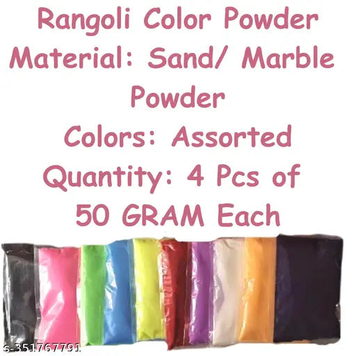 Artonezt Magic Rangoli Stamp + 4 Rangoli Powder Pouches + 5 Stencils for Navratri Pongal Pooja Mandir Diwali Floor Decoration