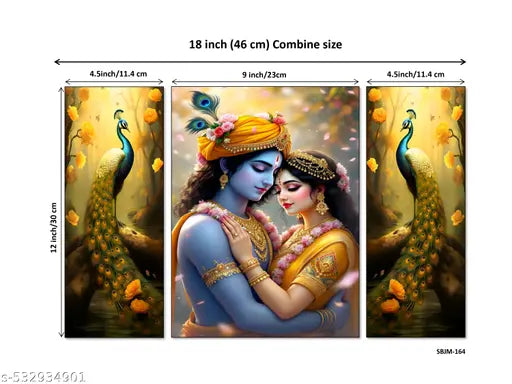 B Art Radha krishna religious modern art self adeshive wall painting for home decoration 12 inch x 18 inch  BA SBJM-164