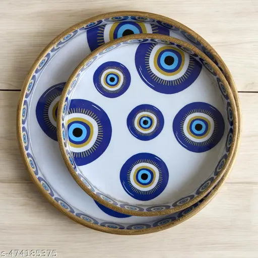Madraks Evil Eye Round MDF Decorative Tray Set