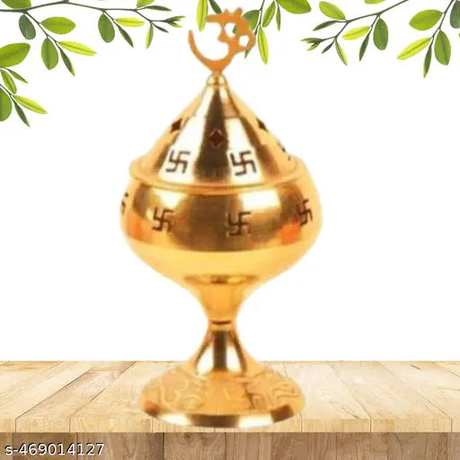 ELITETOUCH   Akhand Jyot - Gold Plated Brass Oil Lamp Akhand Jyot Diya Deepak OM Swastik Hindu Puja Religious