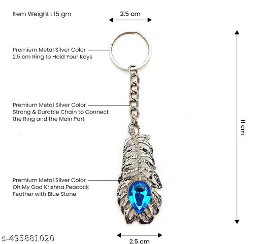 Pack Of 2 Oh My God Key Chain Original (Silver, Colour Blue Ston Pack Of 2)