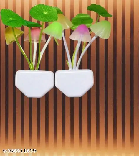 Inditradition Mushroom Shape Magic Night Light Lamp, Smart Sensor Auto On-Off (0.2 W, White) - Pack of 2