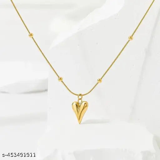 Stainless steel anti tranish gold plated heart shaped necklace for women and girls