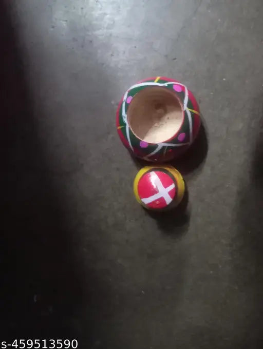 2 pack round shape multi colour hand painted Sindoor dani/sindhora/sindoor box