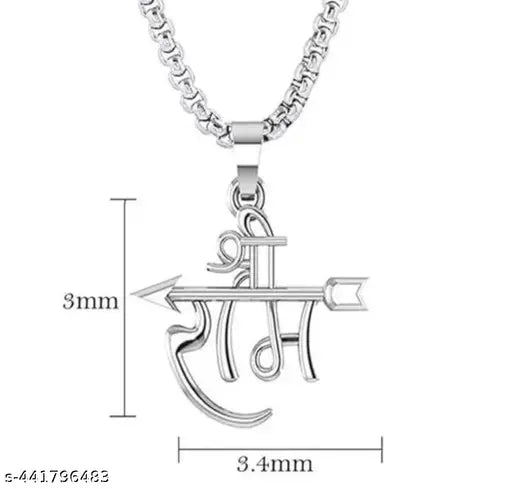 Trending stylish new designer silver plated religious lord shree RAM locket with ball chain pandent Necklace for boys/mem and girls/women