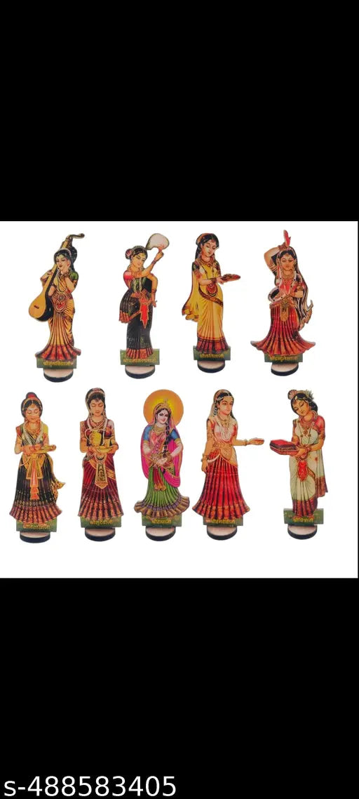 Radharani ji Brij Sugandha Laddu Gopal Wooden ASHT Sakhi Set Shree Mati Radha Rani with ASHT Sakhi for Pooja, Decoration & Gift by The Kanha Store