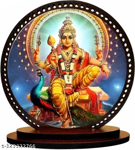 Giftlab  Lord Kartikeya Dashboard idol for Car and Home Decorative Showpiece - 3 cm  (Wood, Multicolor)