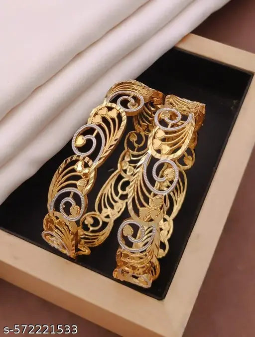 New Unique Fancy Bangles Gold Plated For Women 2 Piece And Girls ...